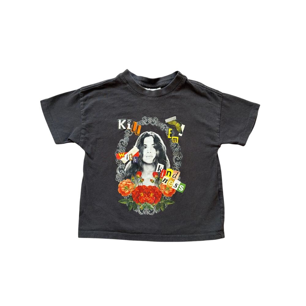 Selena Gomez Kids Graphic Tee Size 2 Black “Kill Em With Kindness” Cotton On